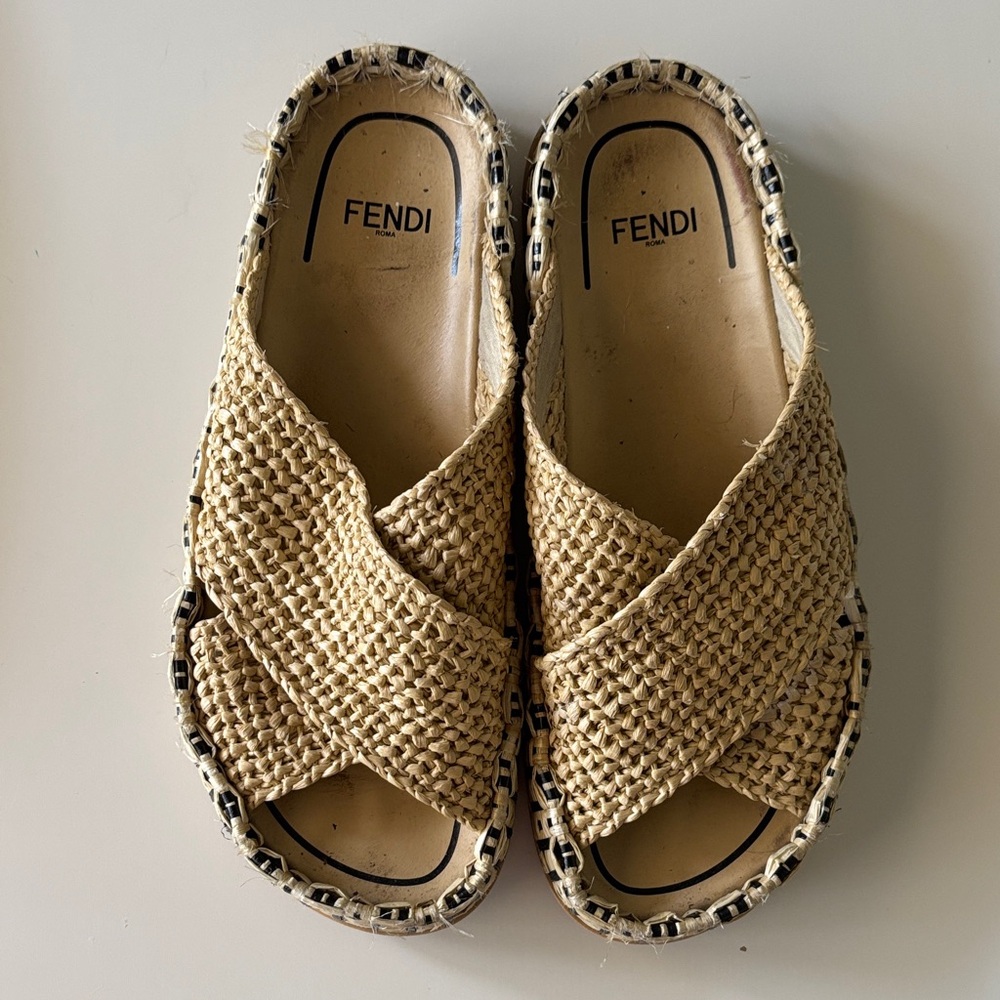 Fendi Women's Tan Woven Sandals